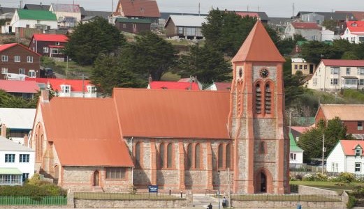 Kirche und Stadt Port Stanley Antarktis