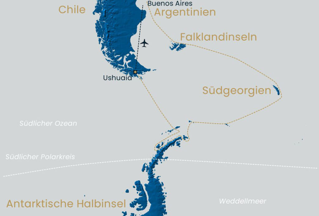 Karte Antarktis Reise